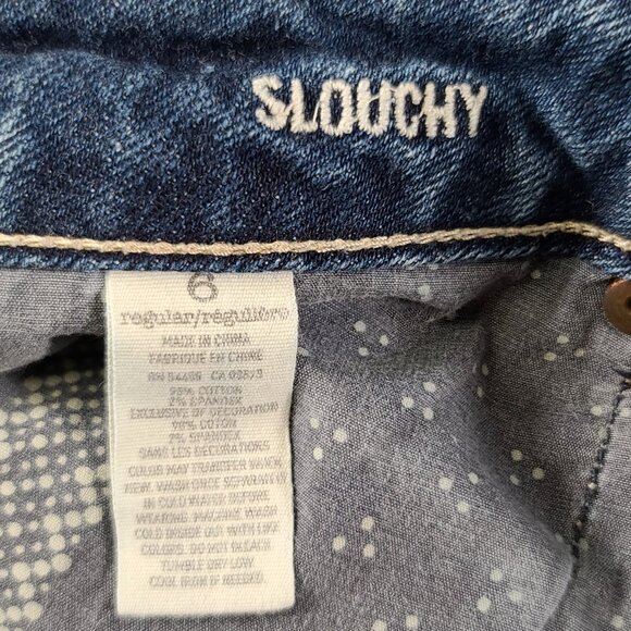 American Eagle Jeans Women 6 32x26 Stretch Slouchy Medium Wash Mid Rise Blue 90s - Picture 4 of 14